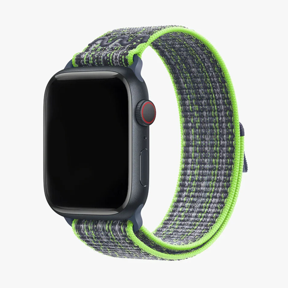 Apple Nike Sport Loop- New Edition - Bright Green apple 44mm strap, apple 45 mm strap, apple 45mm strap, apple 49mm strap, apple watch band, apple watch black & blue strap, apple watch black strap, apple watch dark green strap, apple watch nike sport band, apple watch nike strap, apple watch red strap, apple watch strap, apple watch white strap, watch strap, watch strap apple